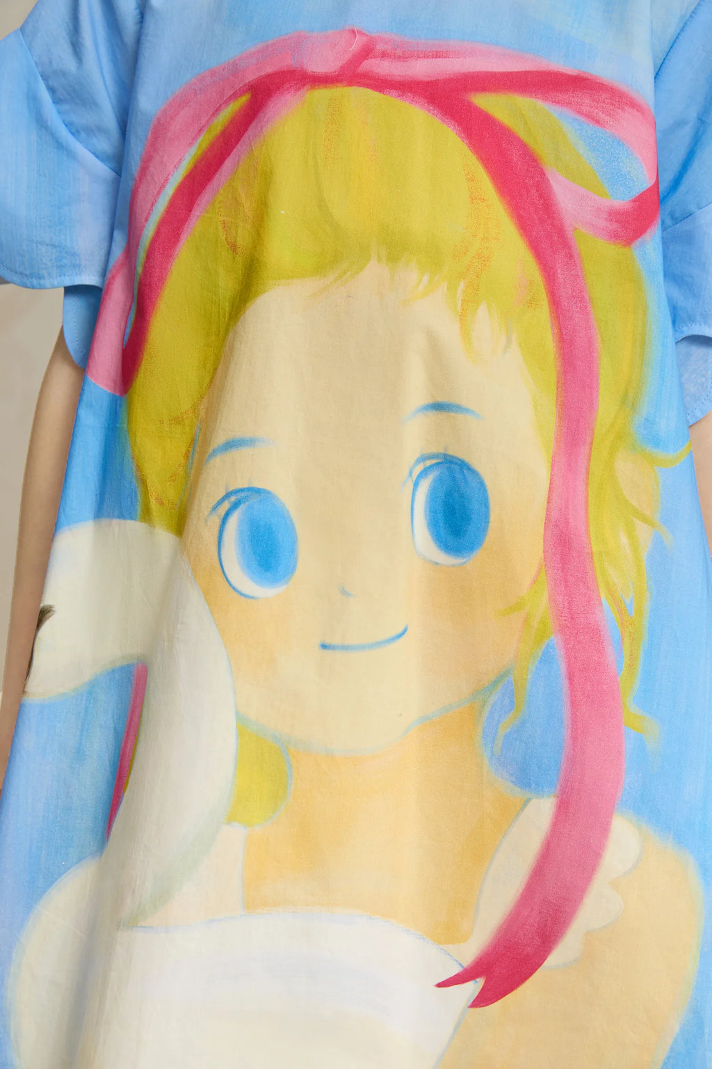 Poco Blush Swan Girl Ruffle Sleeve Dress