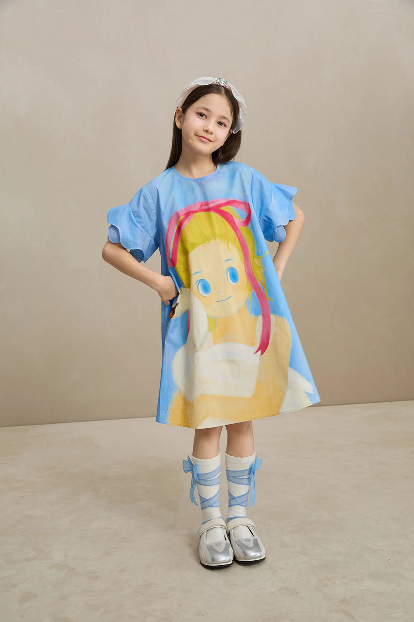Swan Girl Ruffle Sleeve Dress by Poco Blush, image 9