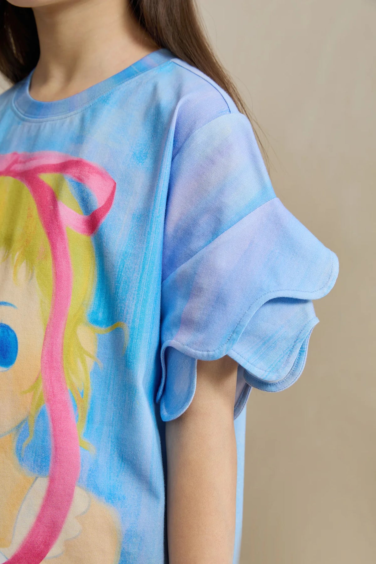 Poco Blush Swan Girl Ruffle Sleeve Tee