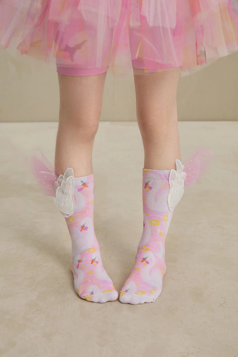 Swan Wing Mid-Calf Socks with Mesh by Poco Blush, image 2