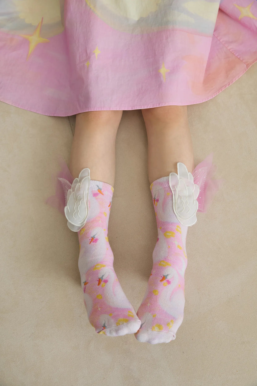 Swan Wing Mid-Calf Socks with Mesh by Poco Blush, image 6