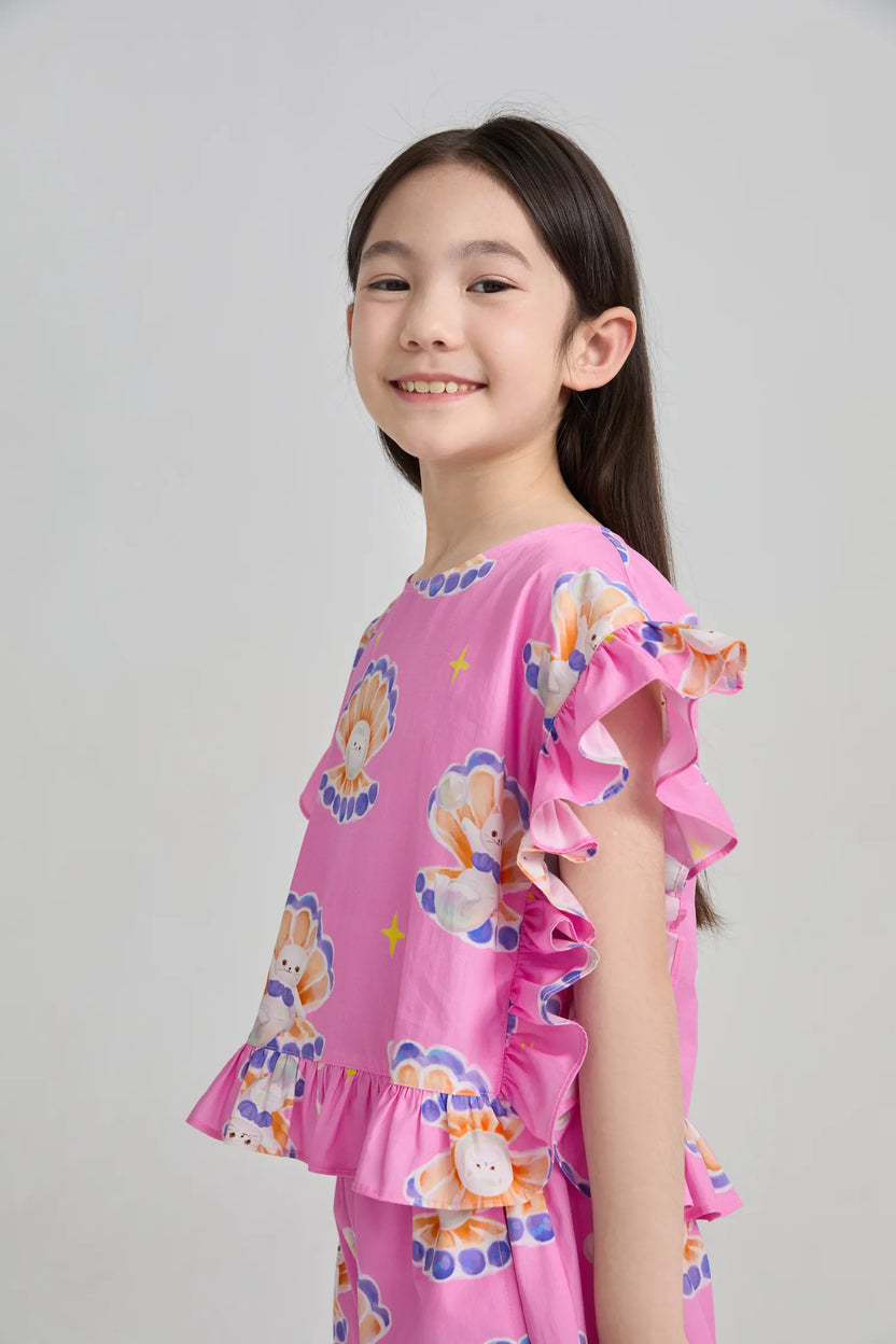 Pearl Cat Cotton Ruffle Top by Poco Blush, image 14