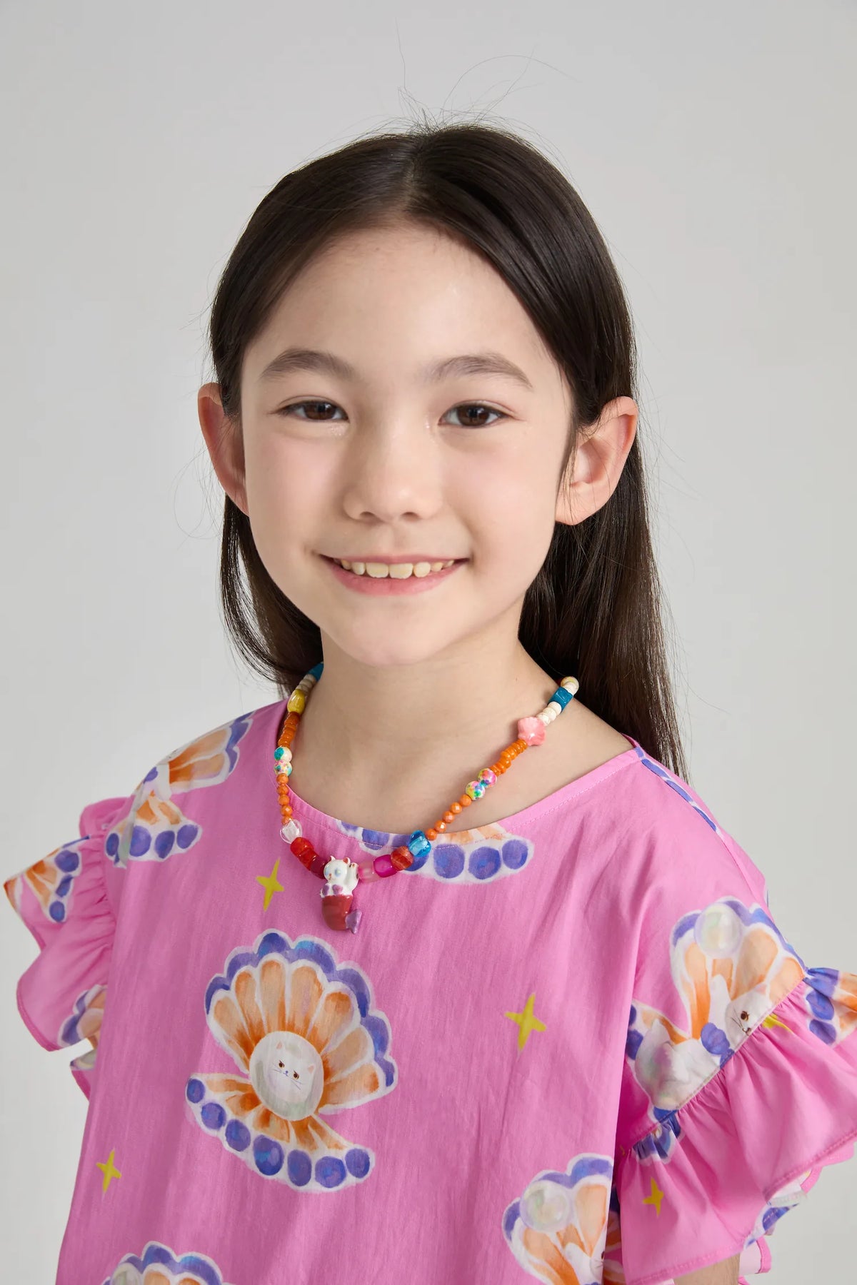 Poco Blush Pearl Cat Cotton Ruffle Top