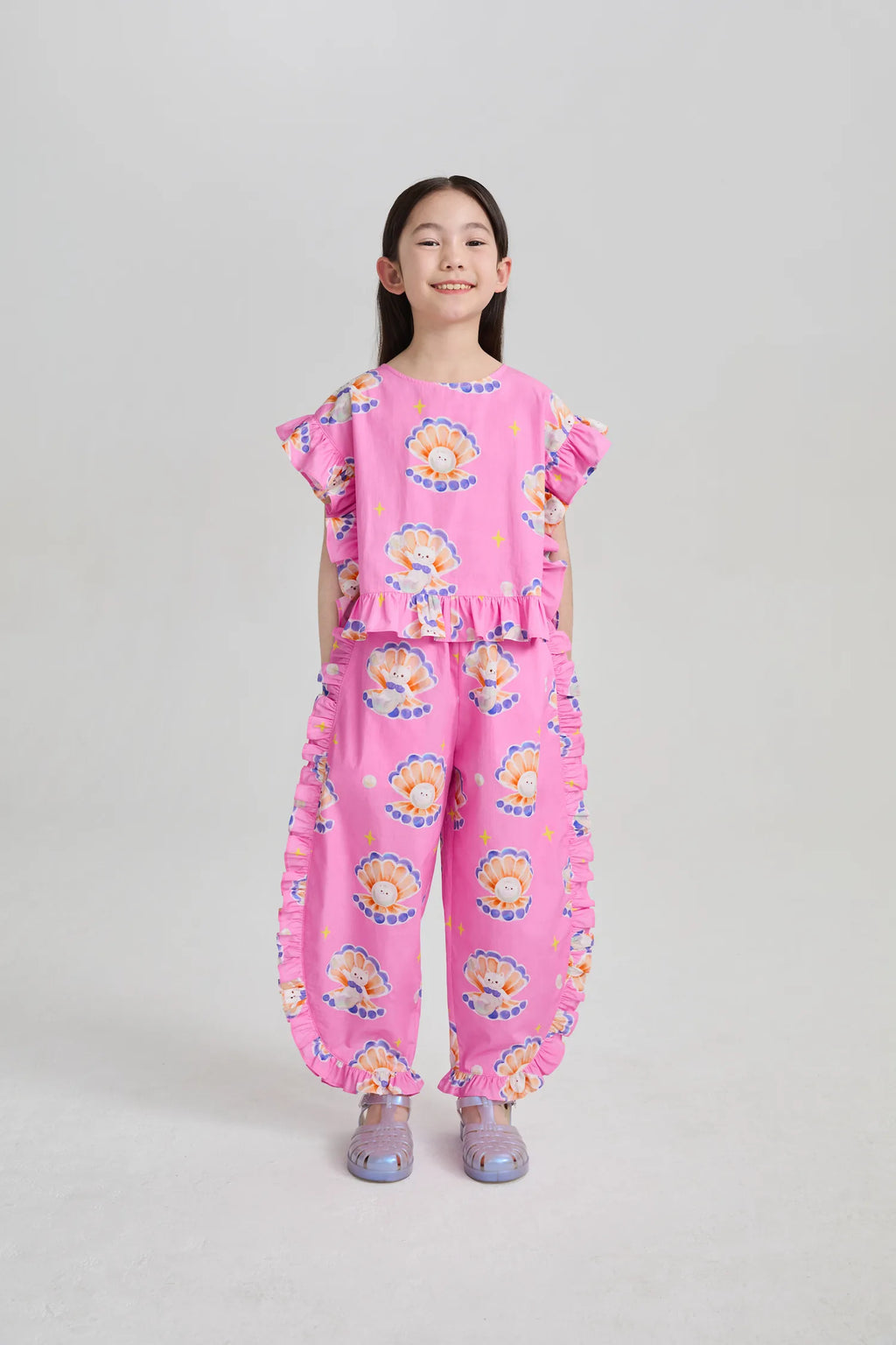 Poco Blush Pearl Cat Shell Print Pants