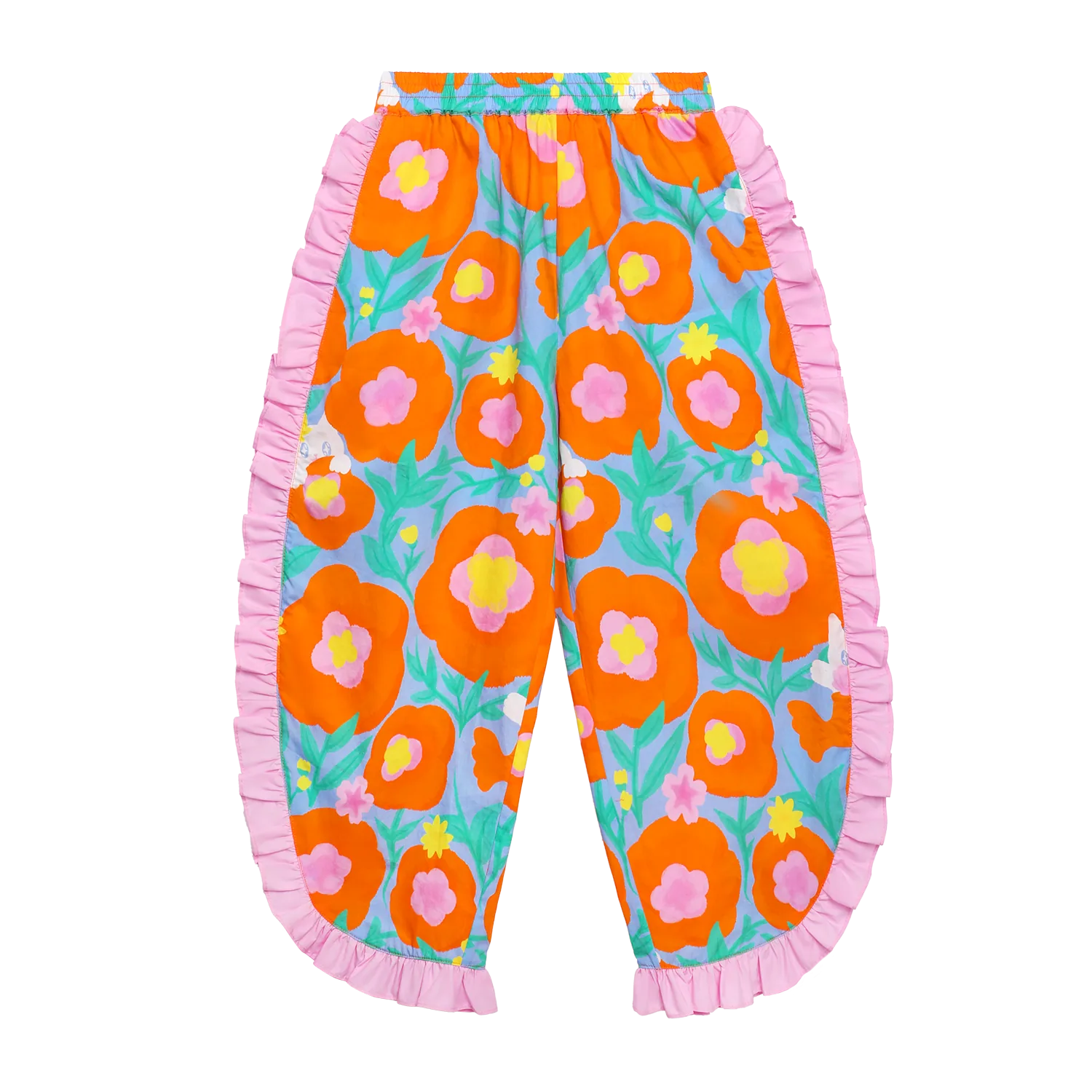 Poco Blush Shell-Wave Side-Ruffle Pants