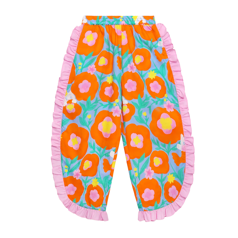 Shell-Wave Side-Ruffle Pants by Poco Blush