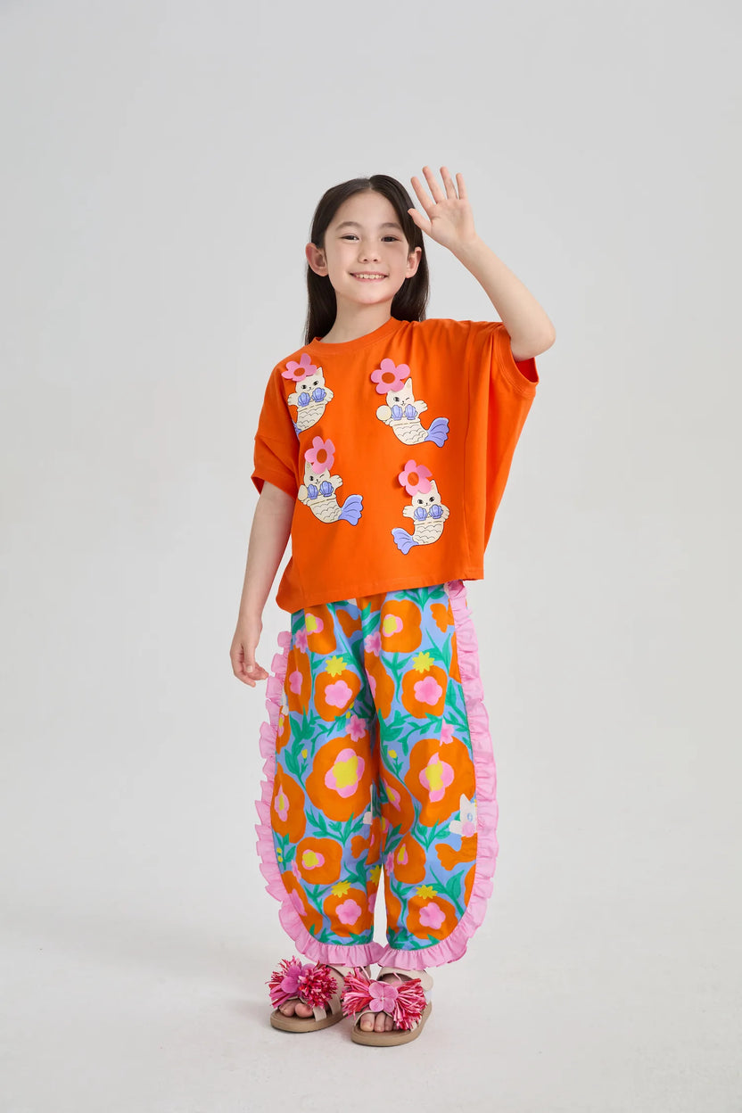 Shell-Wave Side-Ruffle Pants by Poco Blush, image 3
