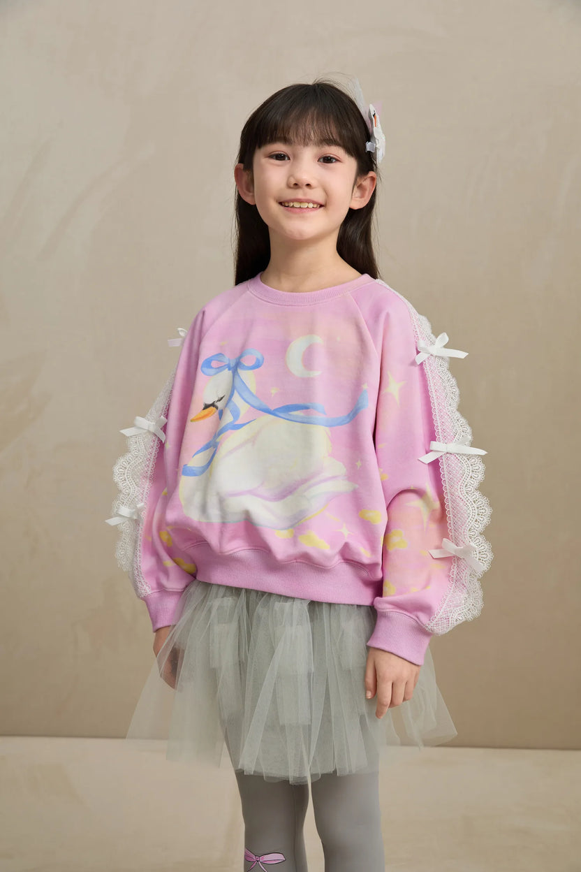 Swan Lace Dream Sweatshirt by Poco Blush, image 13
