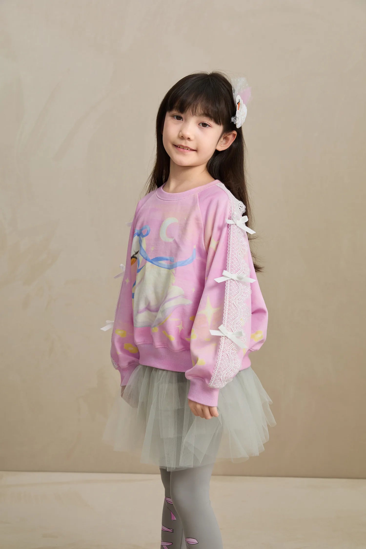Poco Blush Swan Lace Dream Sweatshirt