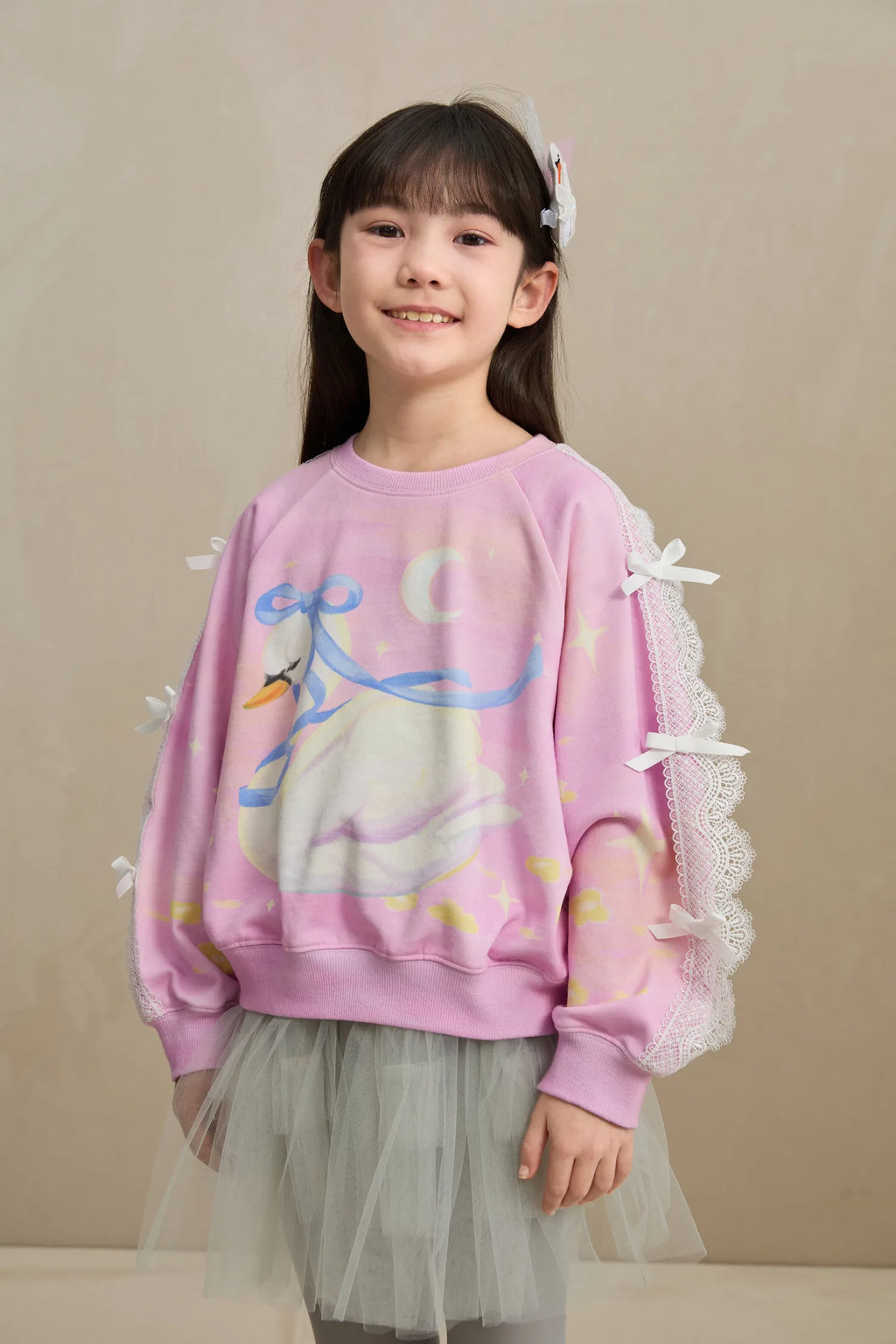 Poco Blush Swan Lace Dream Sweatshirt