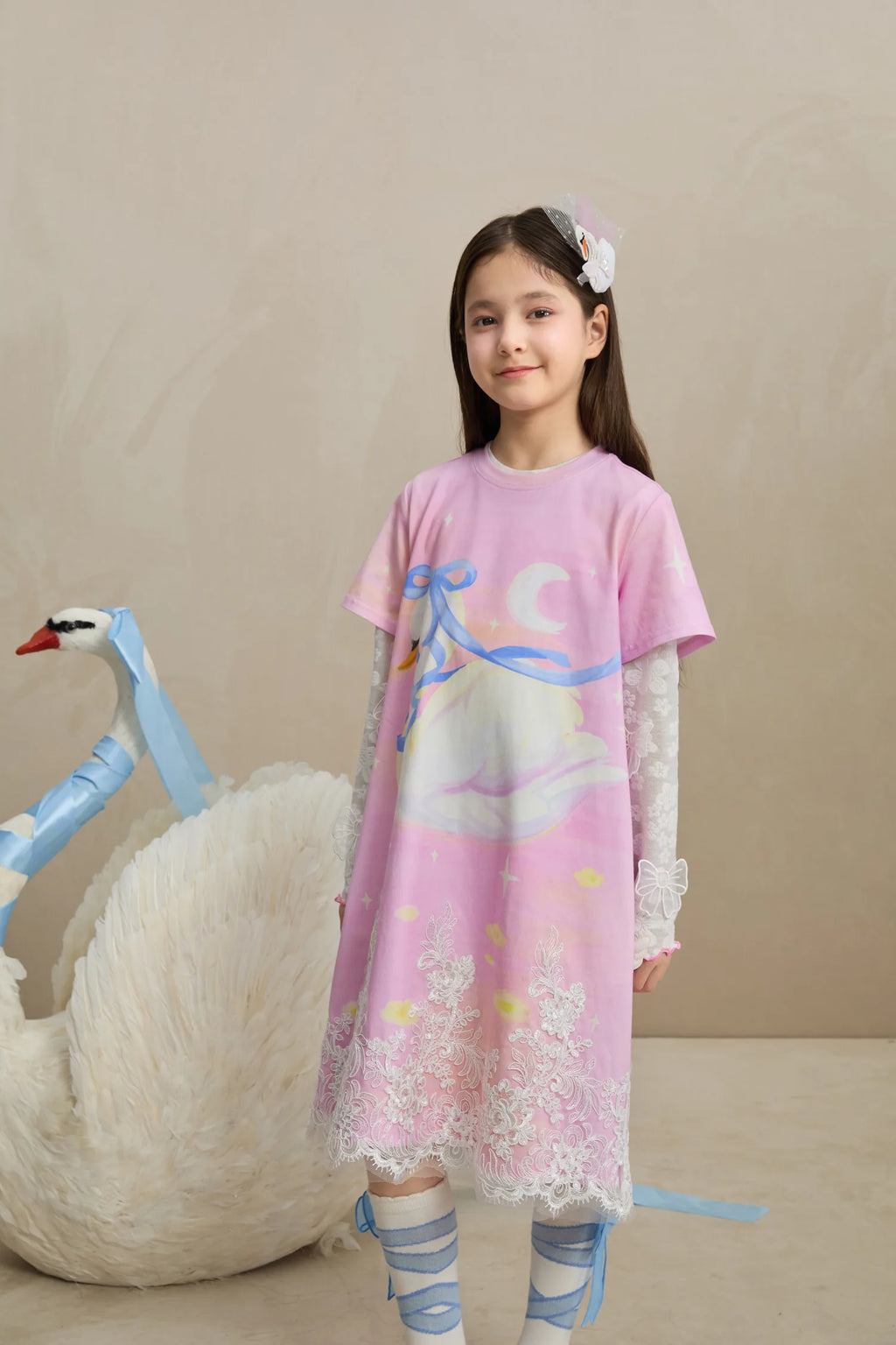 Poco Blush Dreamy Swan Lake Lace Dress