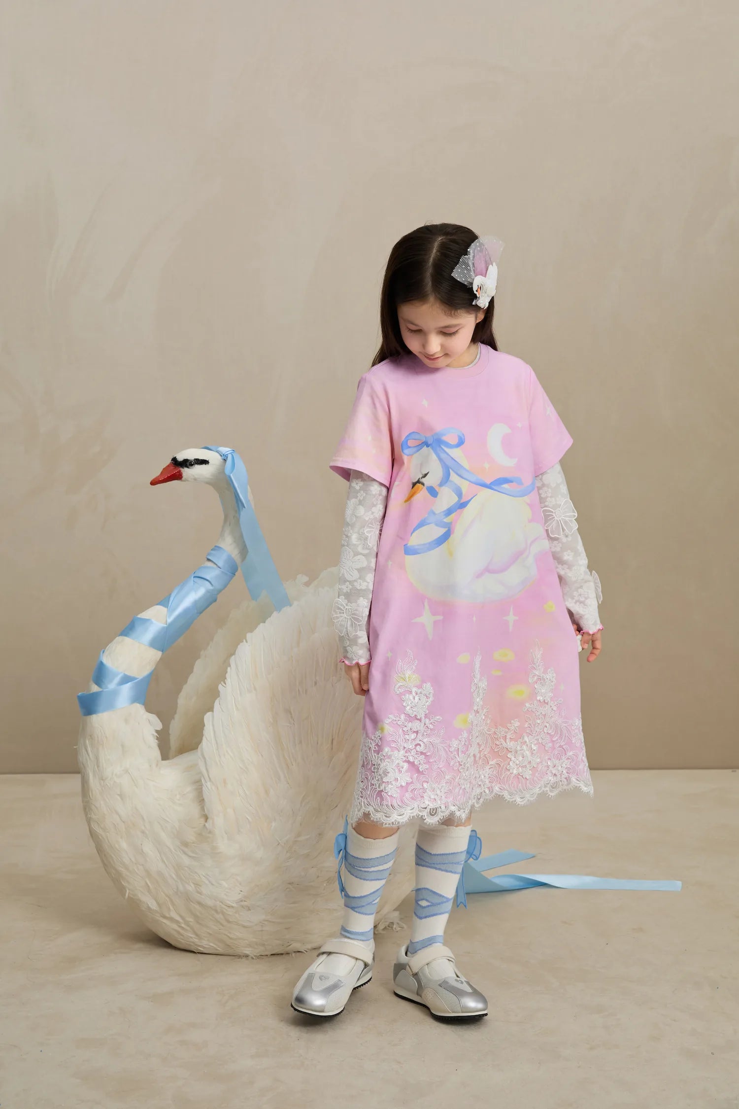 Poco Blush Dreamy Swan Lake Lace Dress
