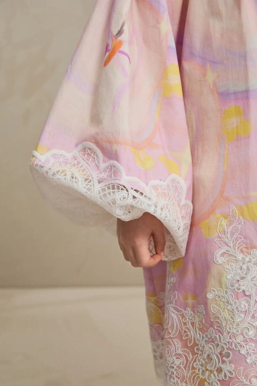 Swan Dream Print Lace Shirt by Poco Blush, image 11