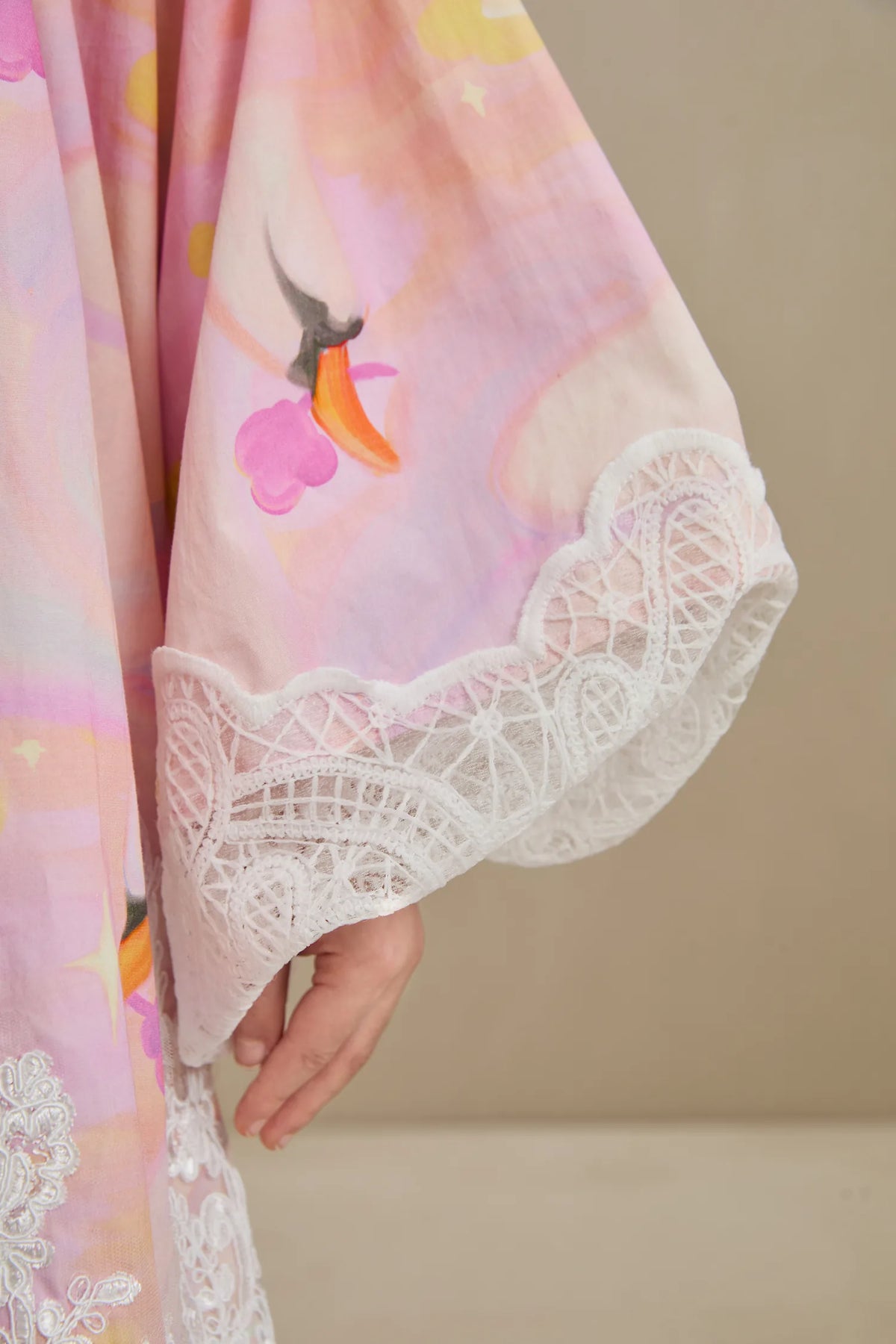 Poco Blush Swan Dream Print Lace Shirt