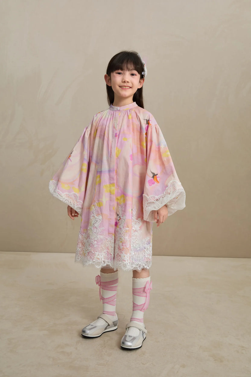 Swan Dream Print Lace Shirt by Poco Blush, image 14