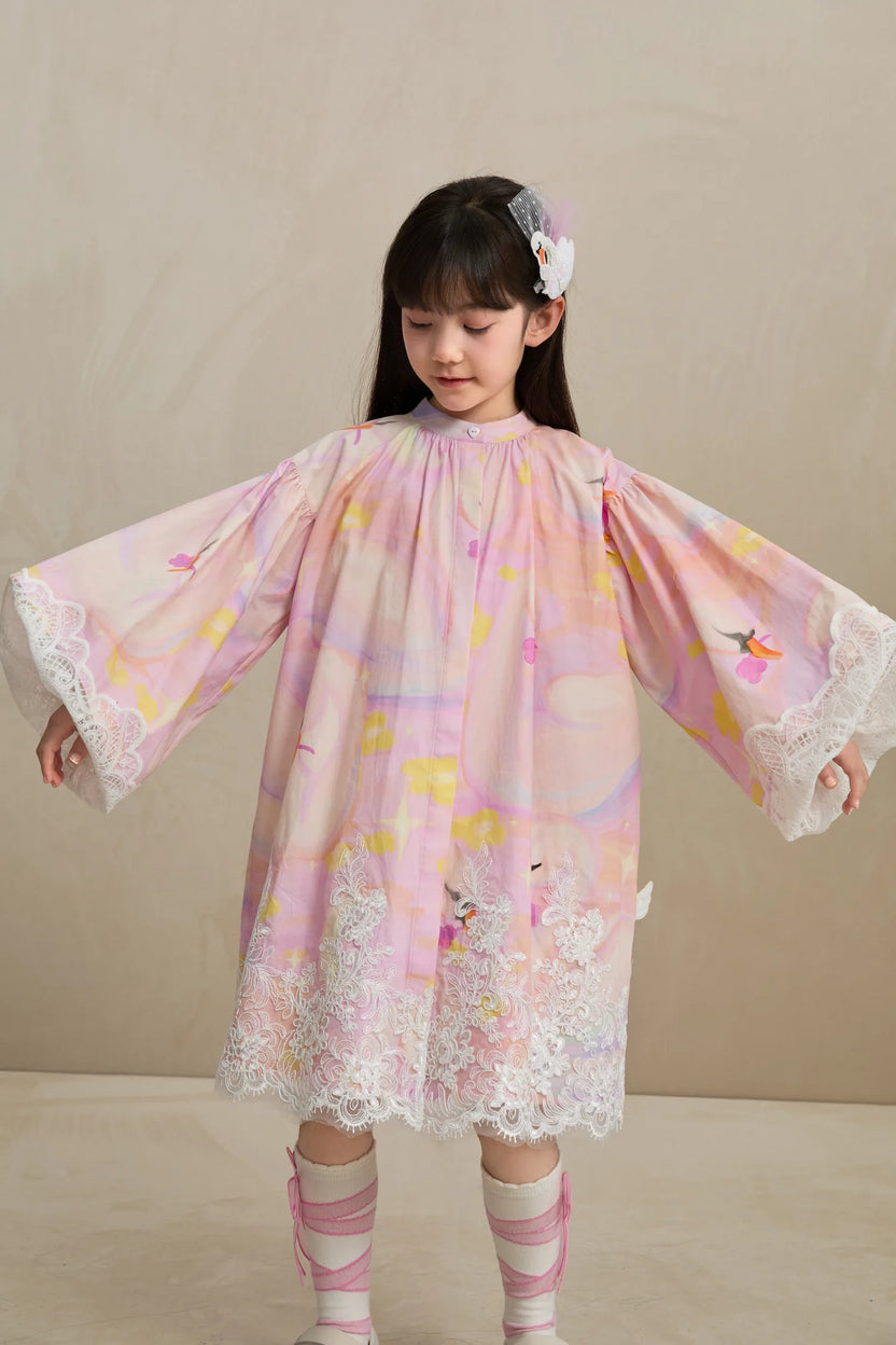 Swan Dream Print Lace Shirt by Poco Blush, image 17
