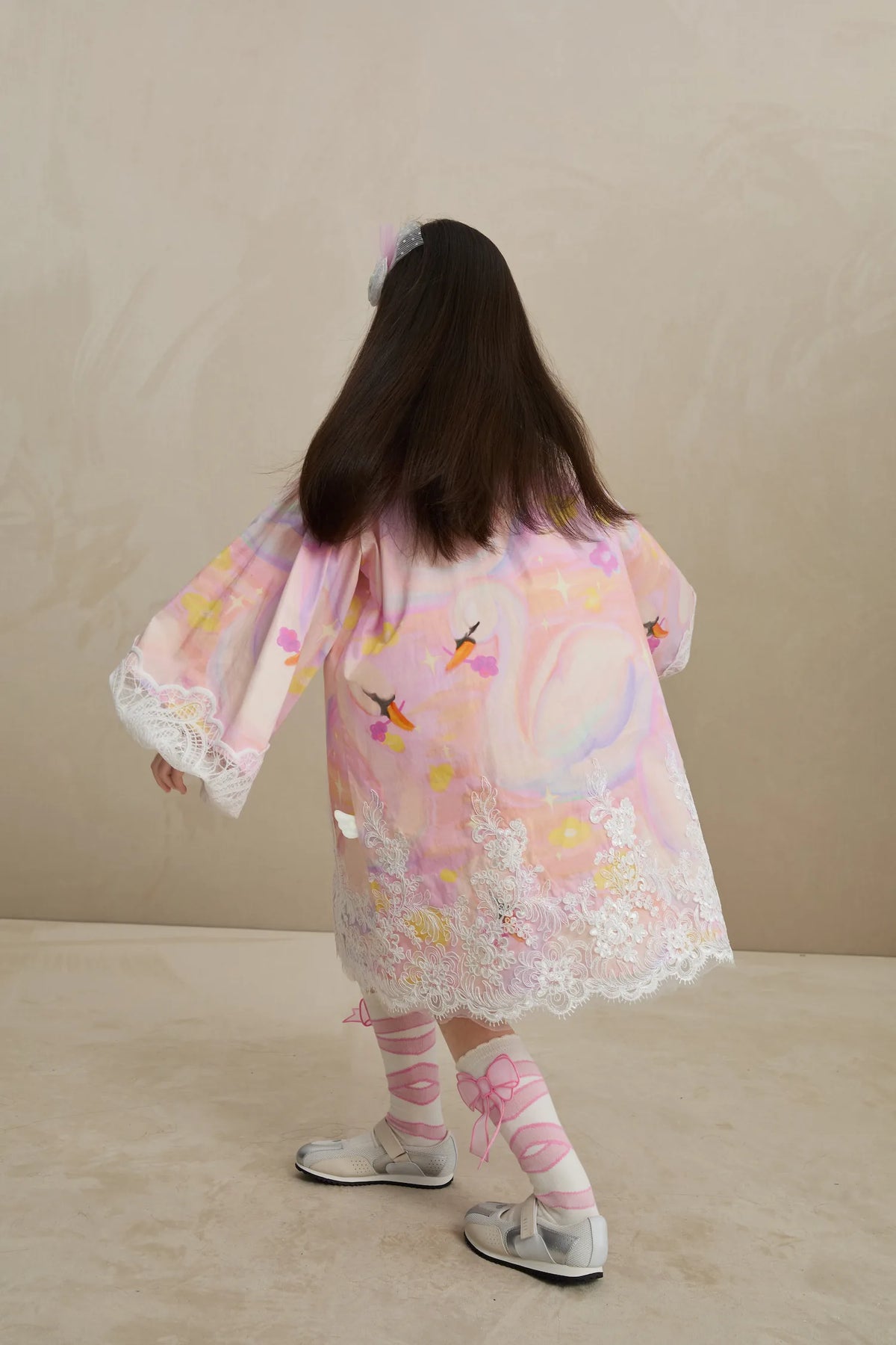 Poco Blush Swan Dream Print Lace Shirt