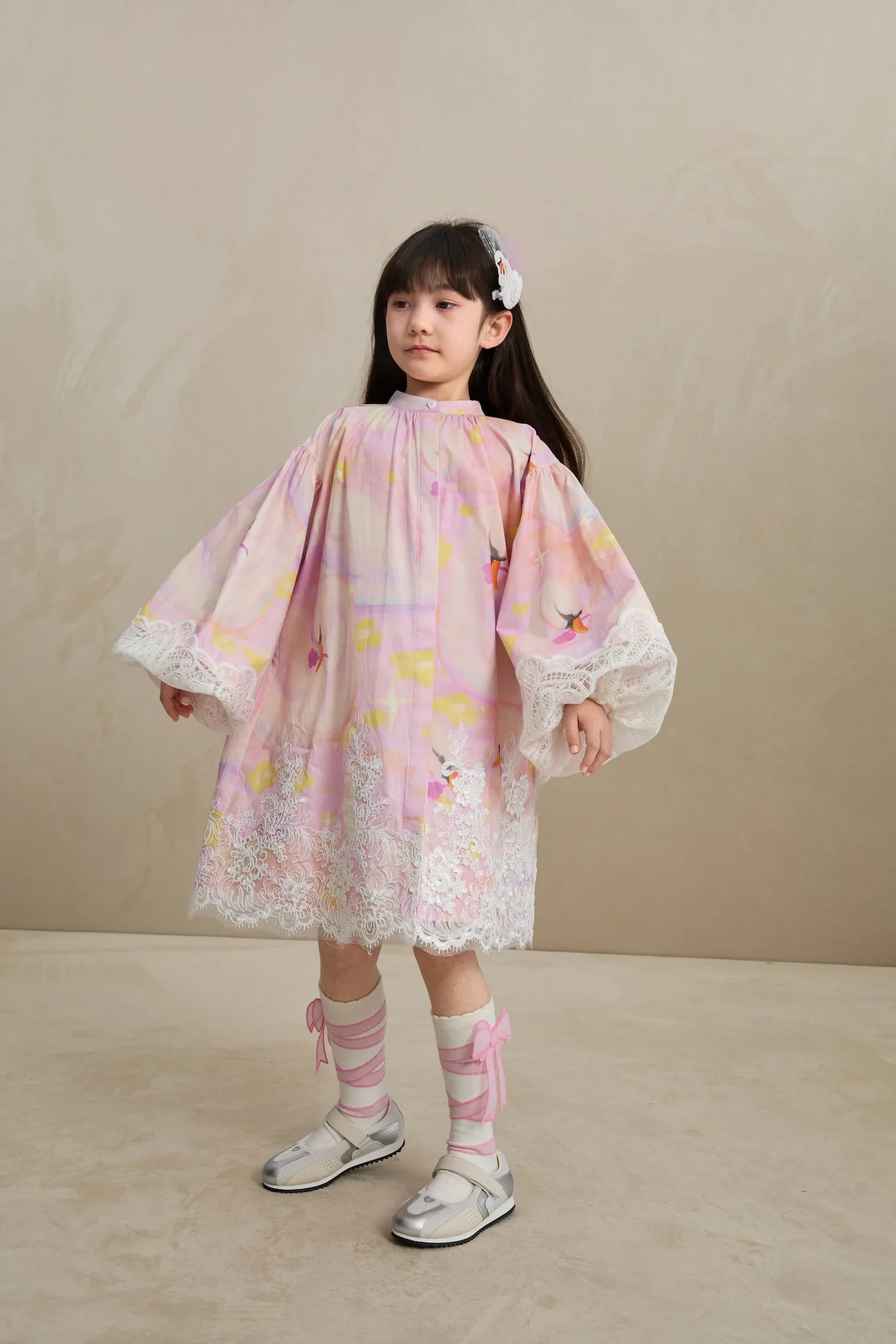Poco Blush Swan Dream Print Lace Shirt