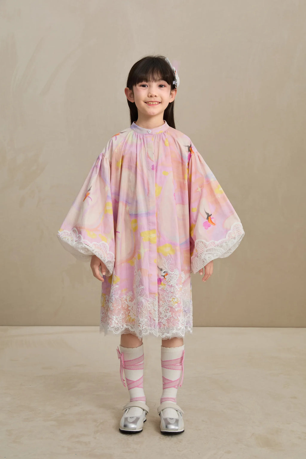 Poco Blush Swan Dream Print Lace Shirt