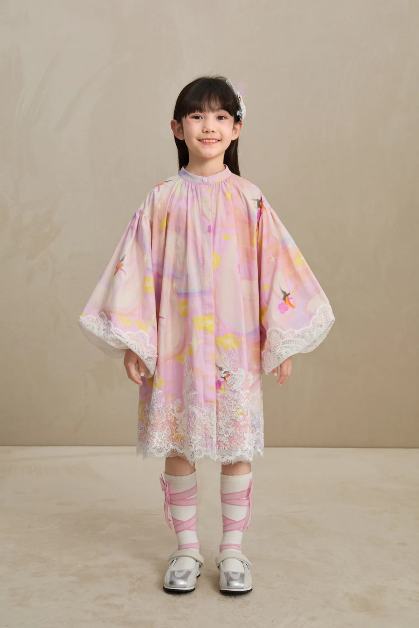 Swan Dream Print Lace Shirt by Poco Blush, image 2