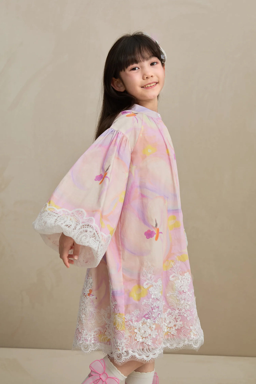 Poco Blush Swan Dream Print Lace Shirt