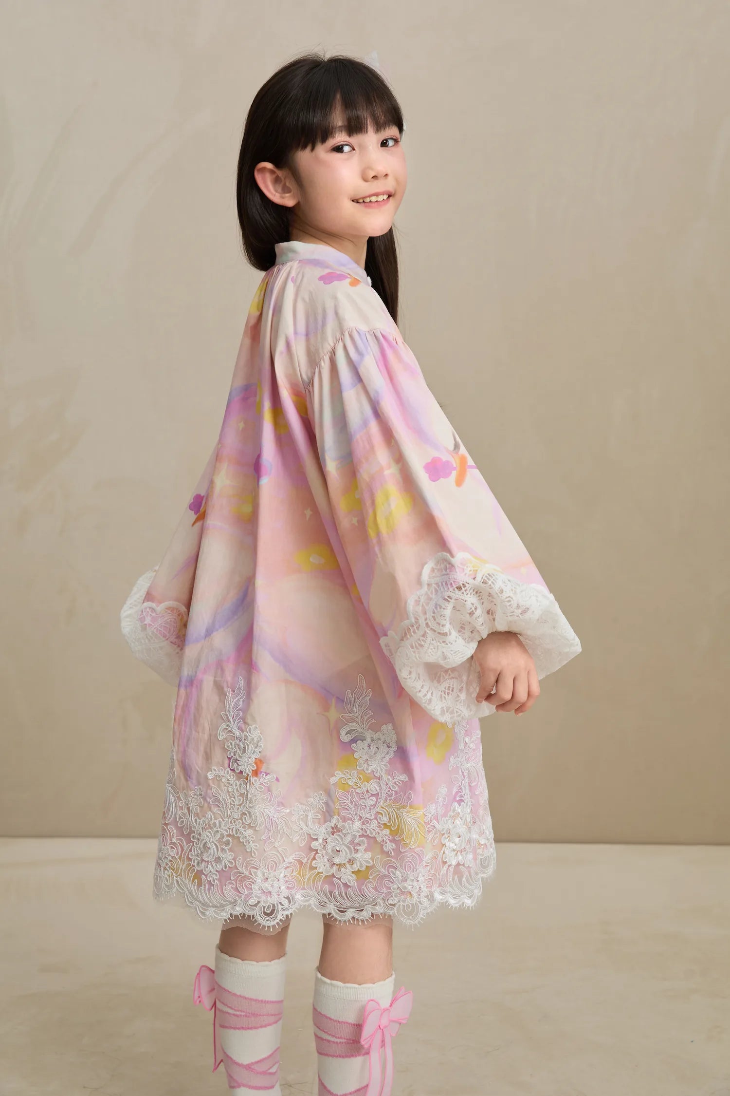 Poco Blush Swan Dream Print Lace Shirt