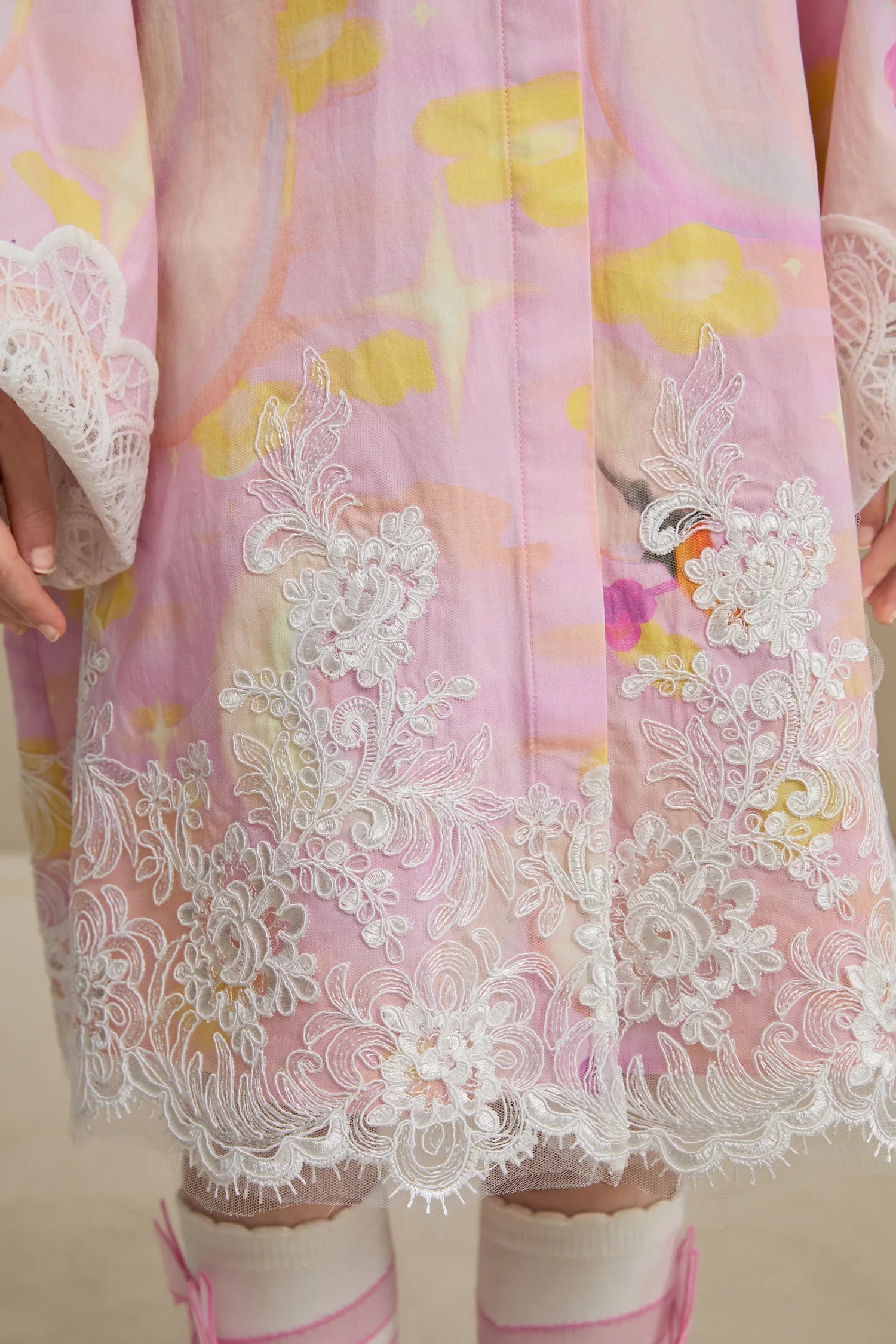 Poco Blush Swan Dream Print Lace Shirt