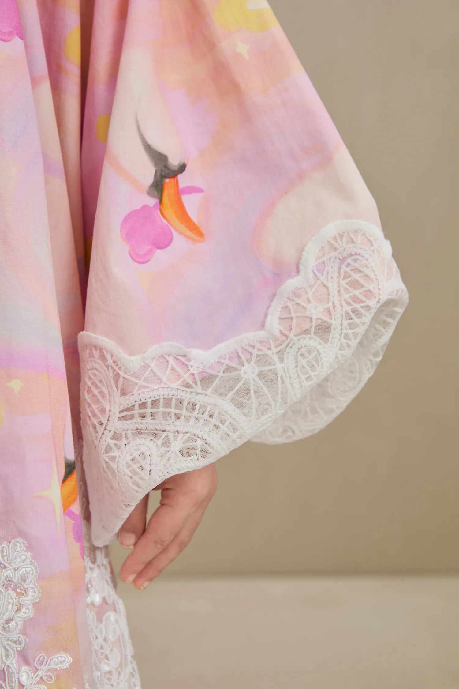 Poco Blush Swan Dream Print Lace Shirt