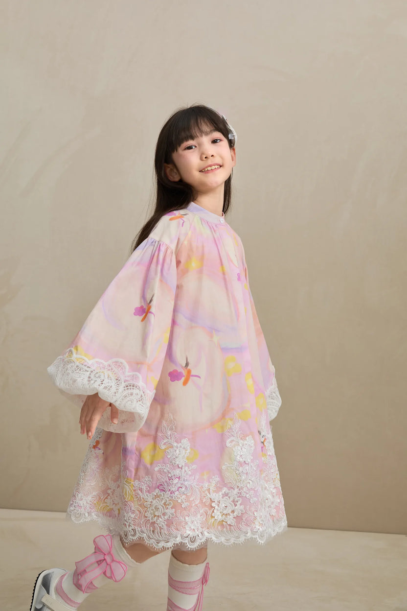 Swan Dream Print Lace Shirt by Poco Blush, image 7