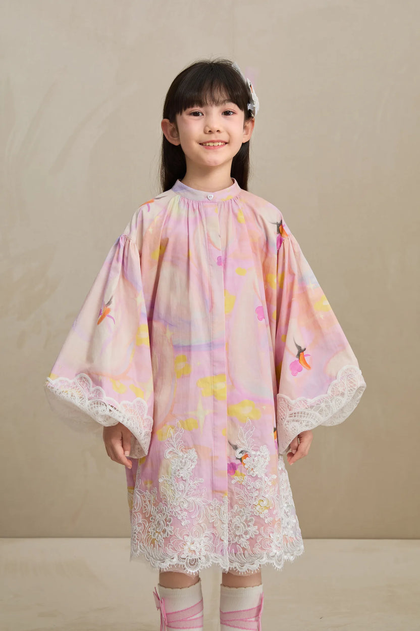 Swan Dream Print Lace Shirt by Poco Blush, image 9
