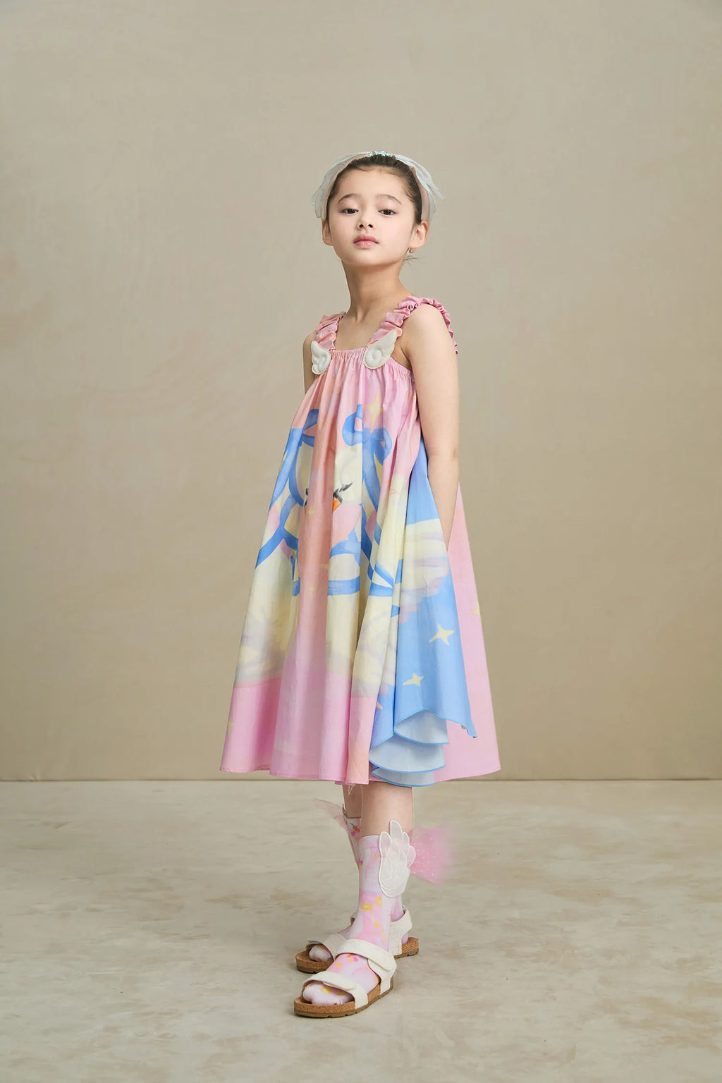 Poco Blush Swan Wing Art Print Dress