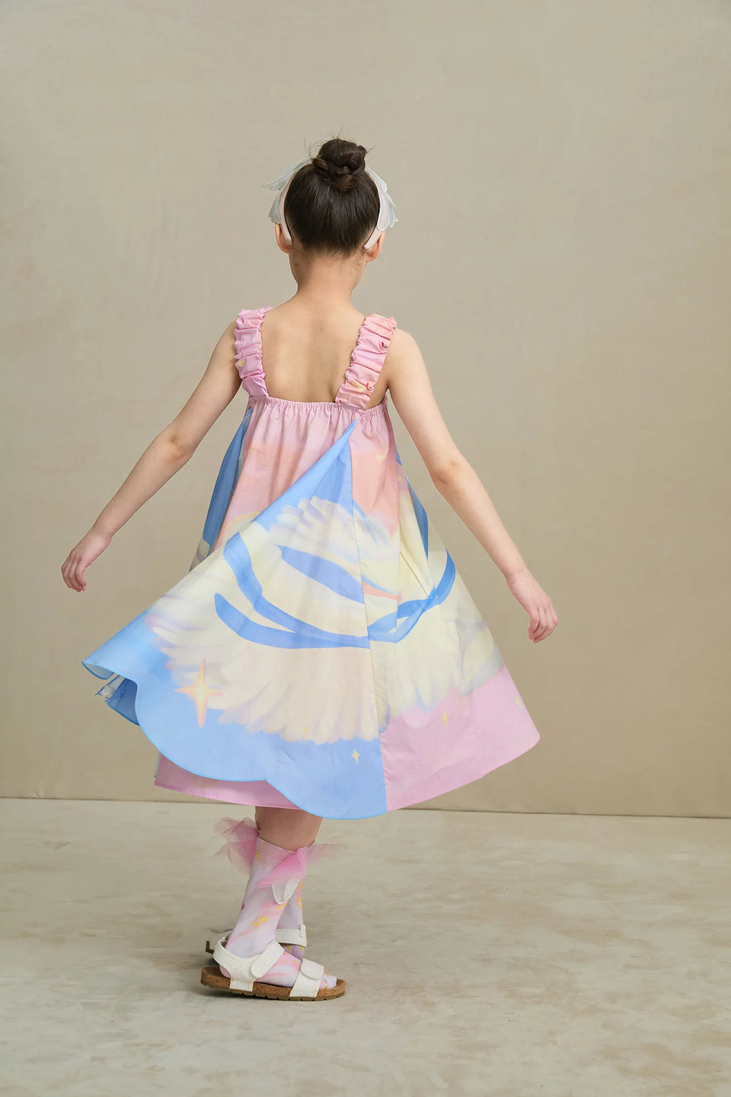 Poco Blush Swan Wing Art Print Dress