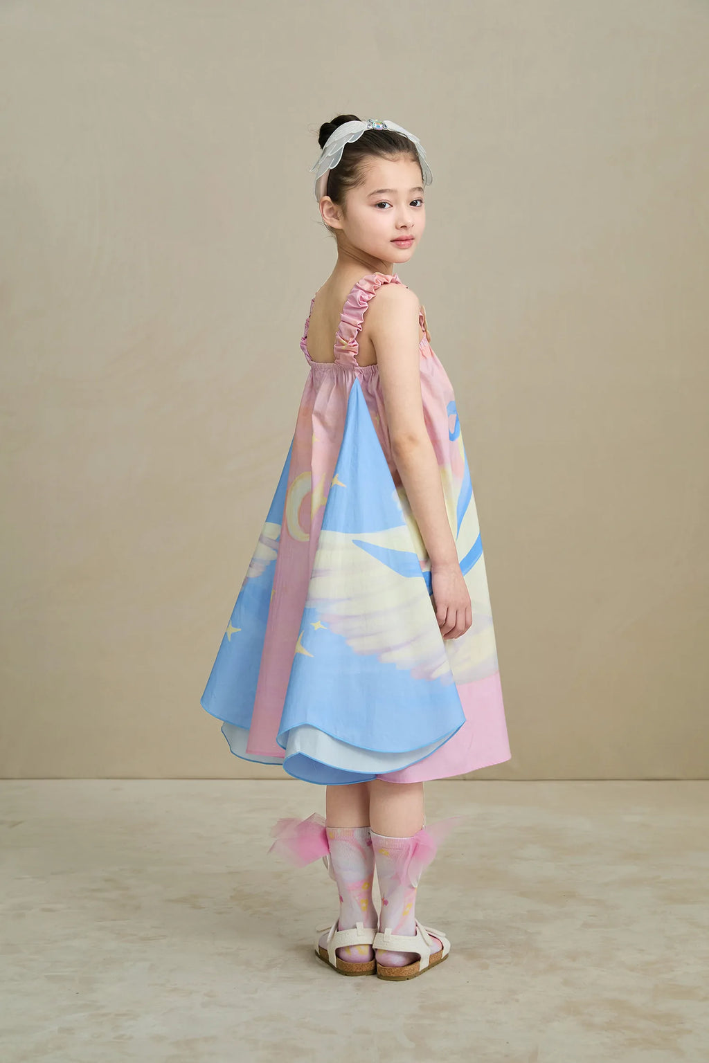 Poco Blush Swan Wing Art Print Dress