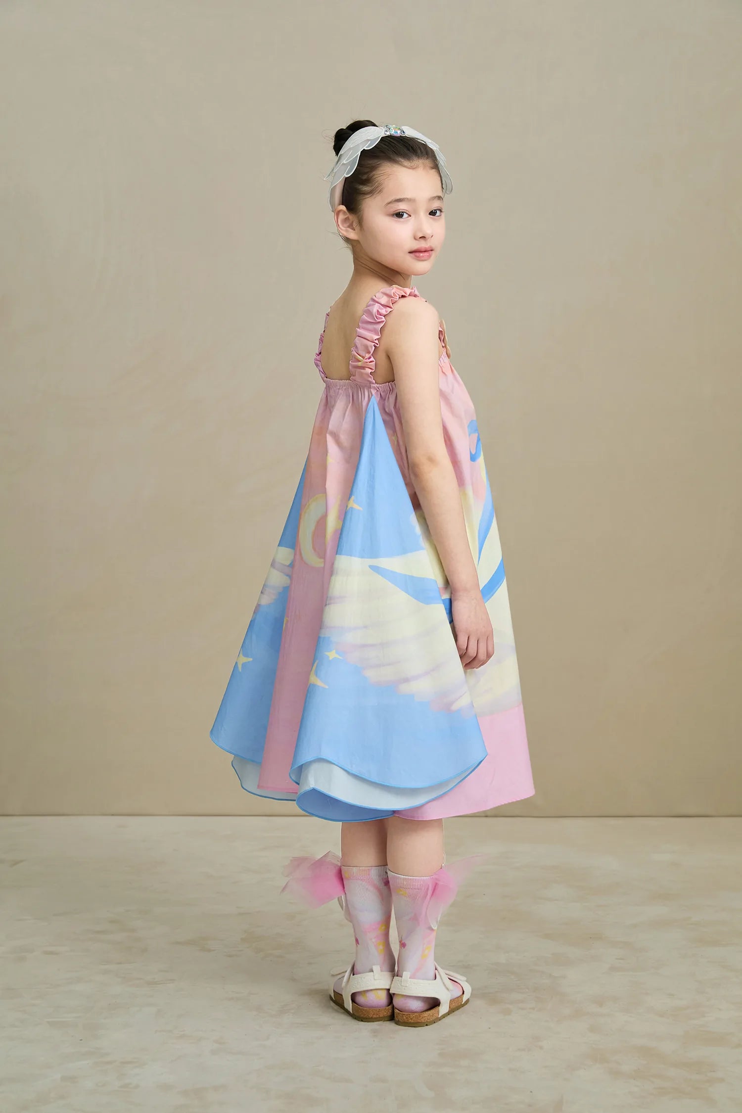 Poco Blush Swan Wing Art Print Dress