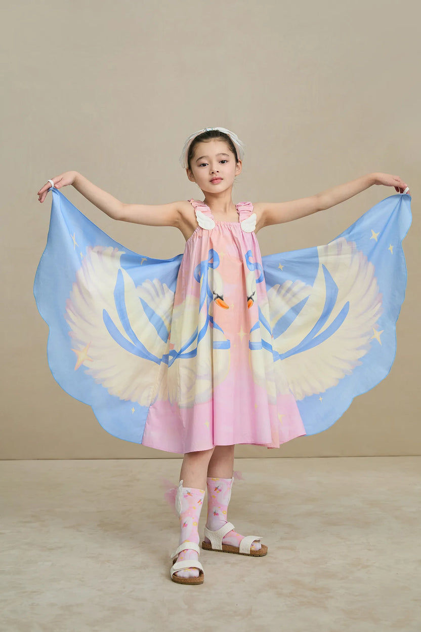 Swan Wing Art Print Dress by Poco Blush, image 6