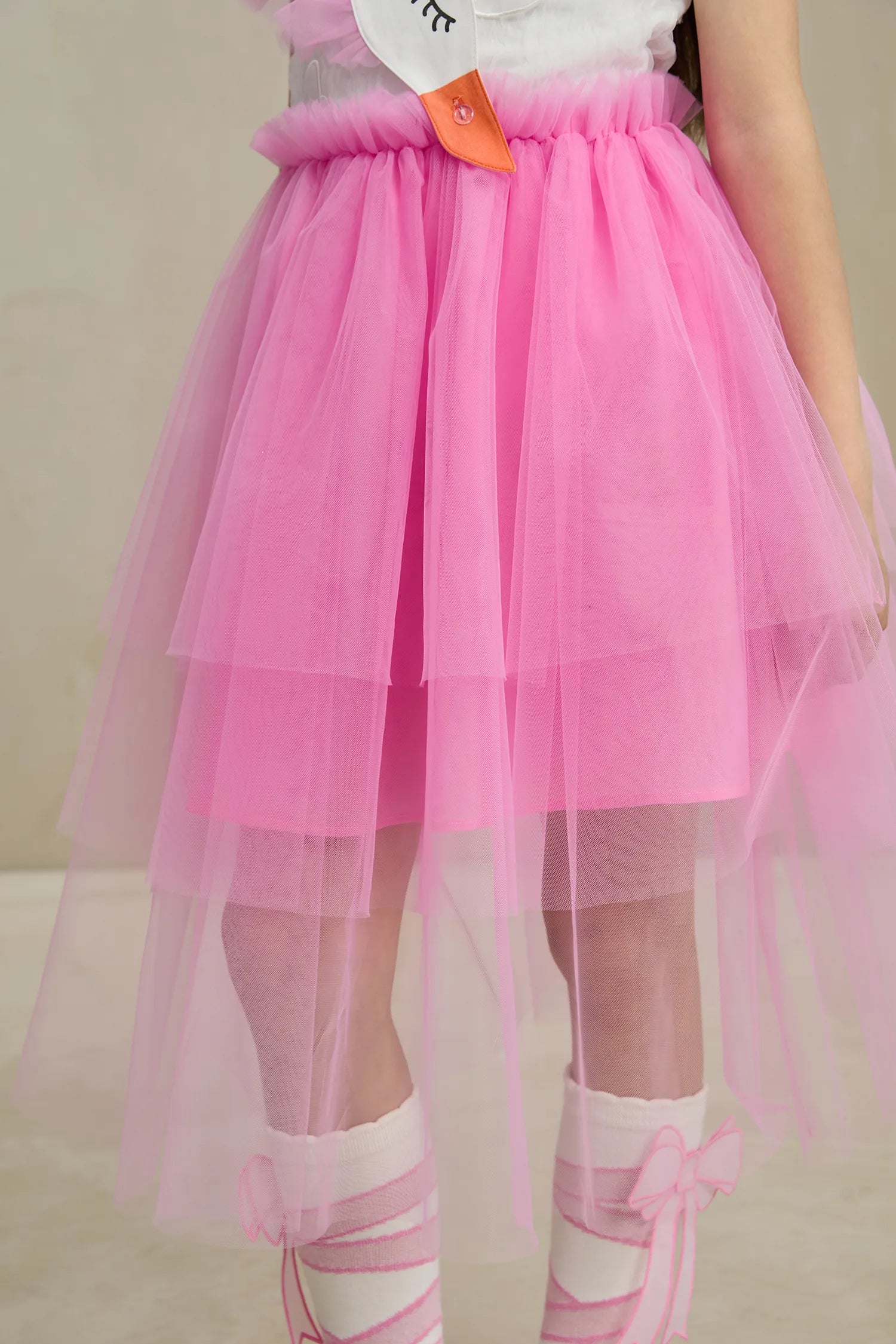 Poco Blush 3D Swan Head Mesh Suspender Dress