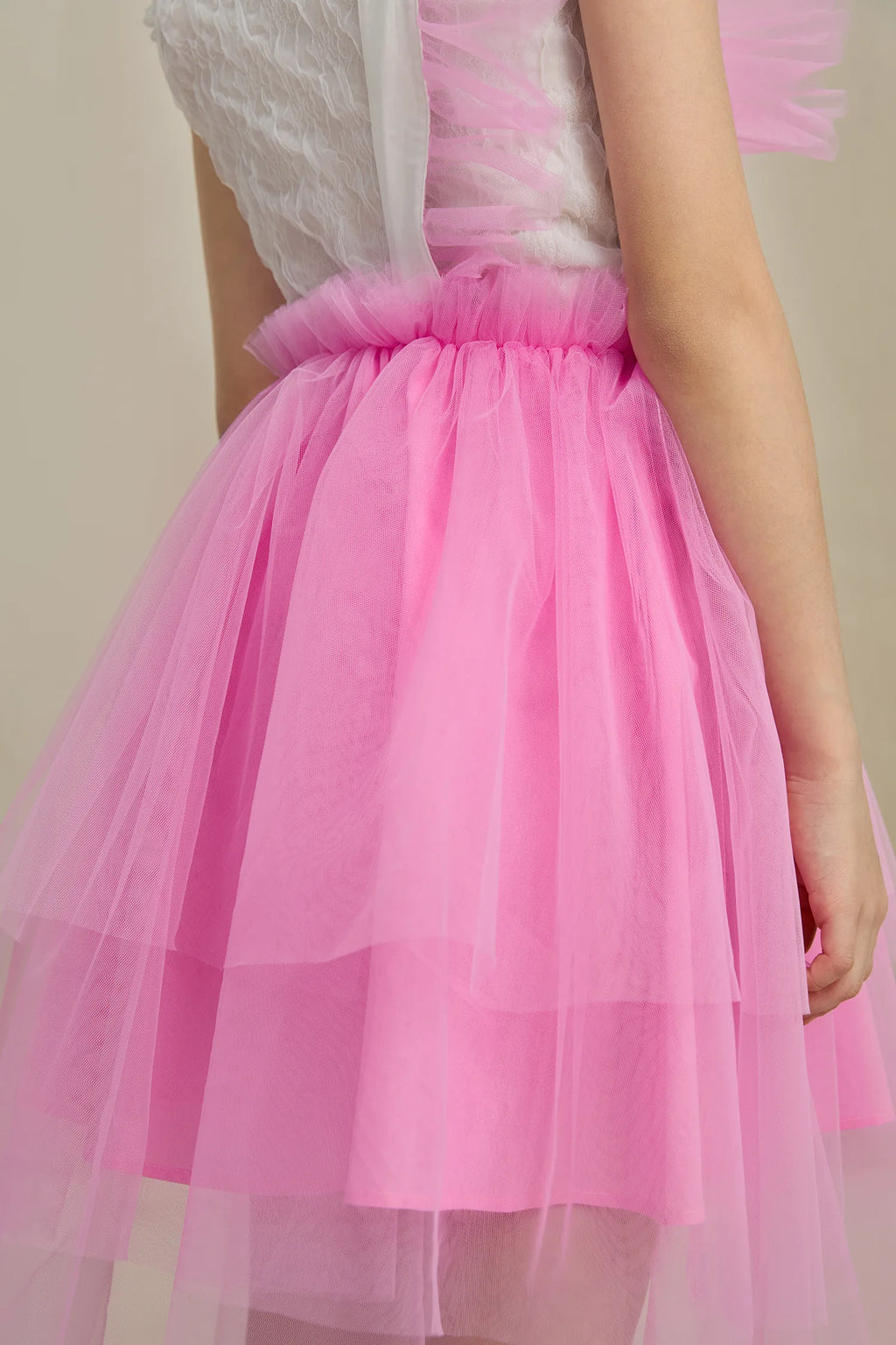 Poco Blush 3D Swan Head Mesh Suspender Dress