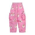 Poco Blush Swan Ribbon Print Cargo Pants Pink