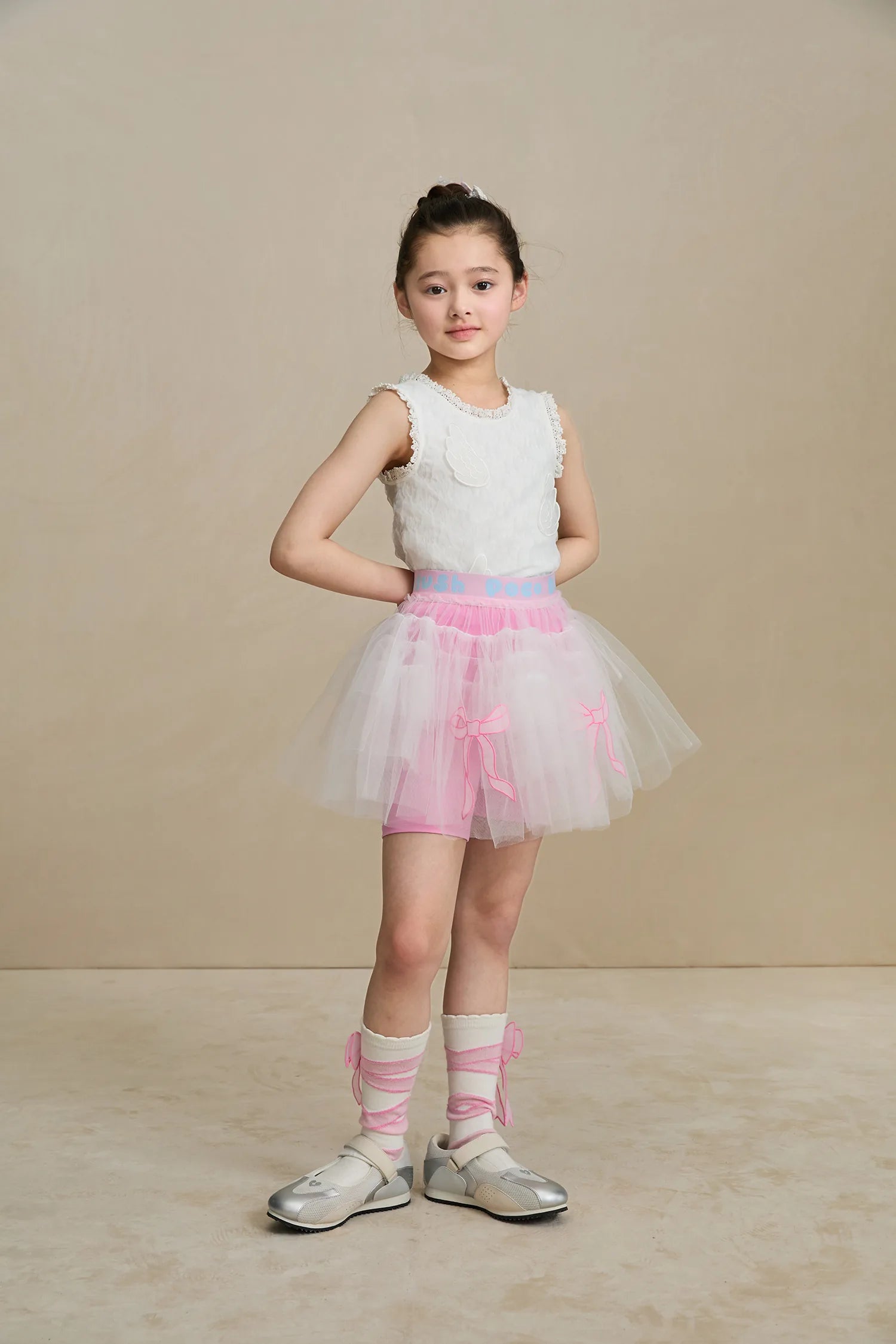 Poco Blush Tulle Ballet Skort with Bow Detail