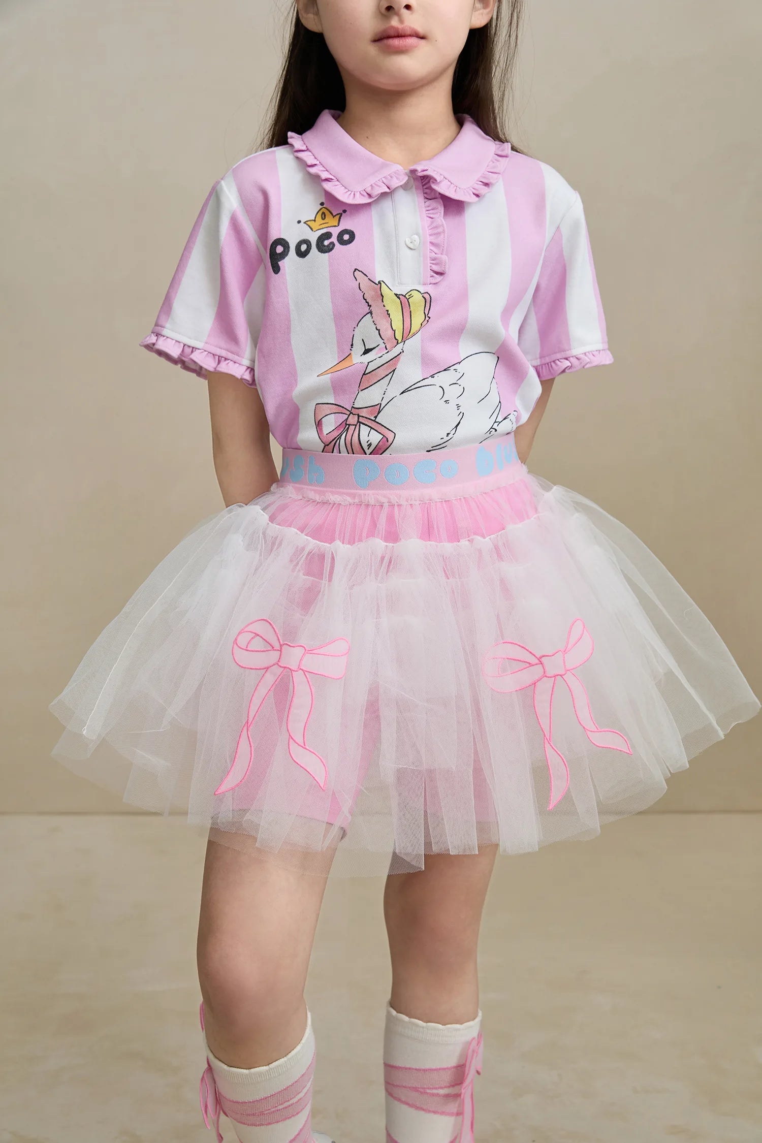 Poco Blush Tulle Ballet Skort with Bow Detail