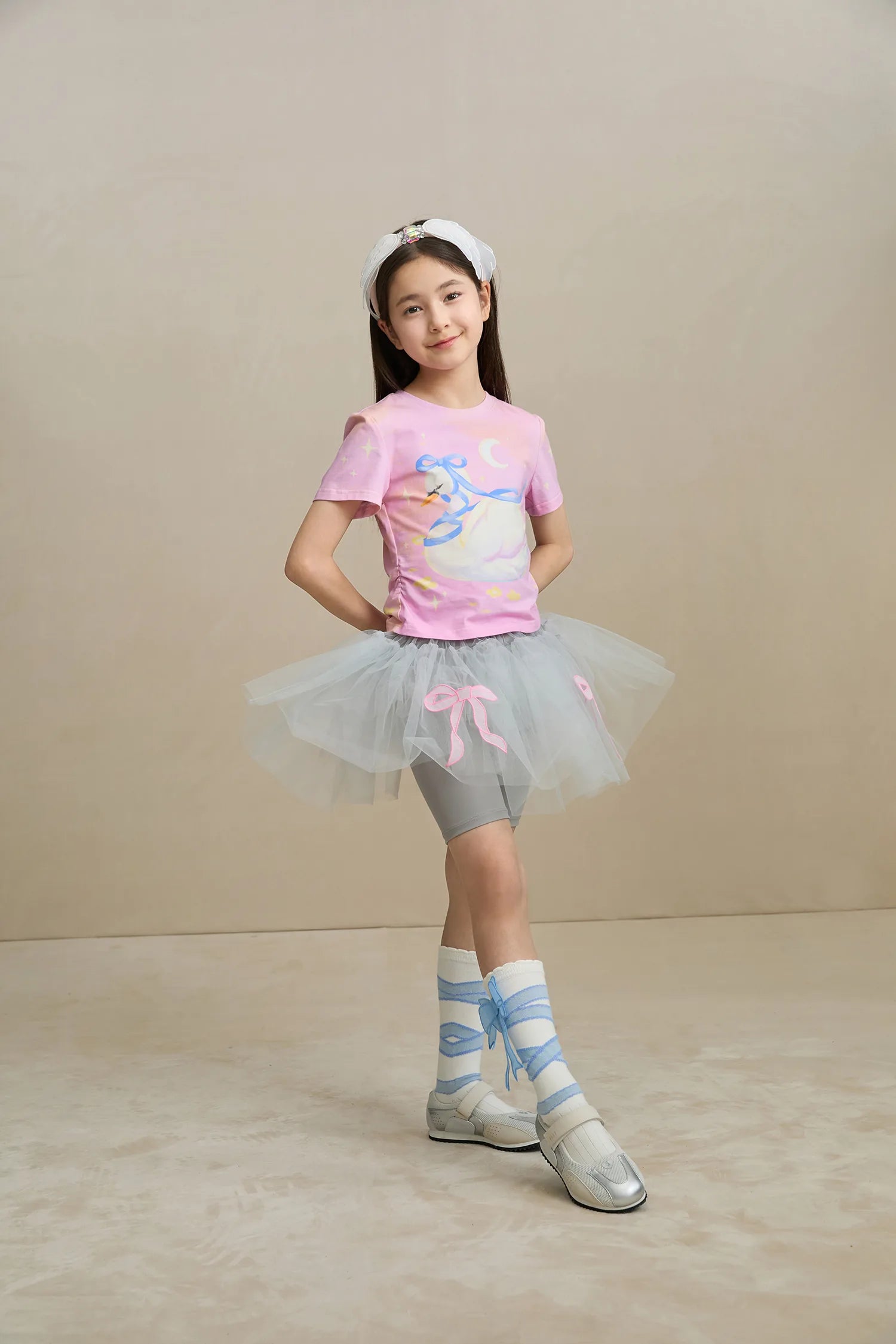 Poco Blush Tulle Ballet Skort with Bow Detail